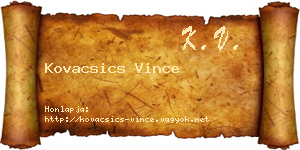 Kovacsics Vince névjegykártya